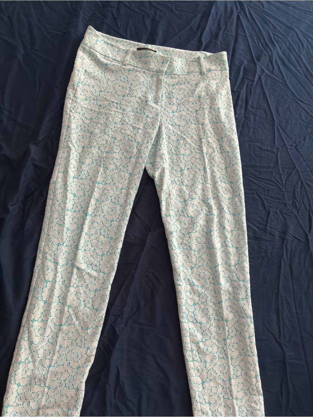 Ann Taylor White Lace Pants with Turquoise Lining